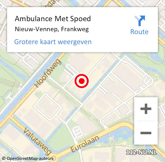 Locatie op kaart van de 112 melding: Ambulance Met Spoed Naar Nieuw-Vennep, Frankweg op 22 juni 2017 08:11
