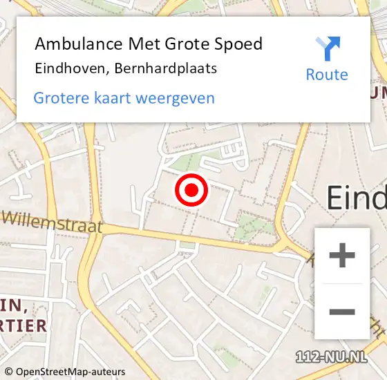 Locatie op kaart van de 112 melding: Ambulance Met Grote Spoed Naar Eindhoven, Bernhardplaats op 22 juni 2017 08:22