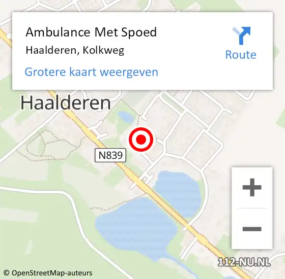 Locatie op kaart van de 112 melding: Ambulance Met Spoed Naar Haalderen, Kolkweg op 22 juni 2017 08:25