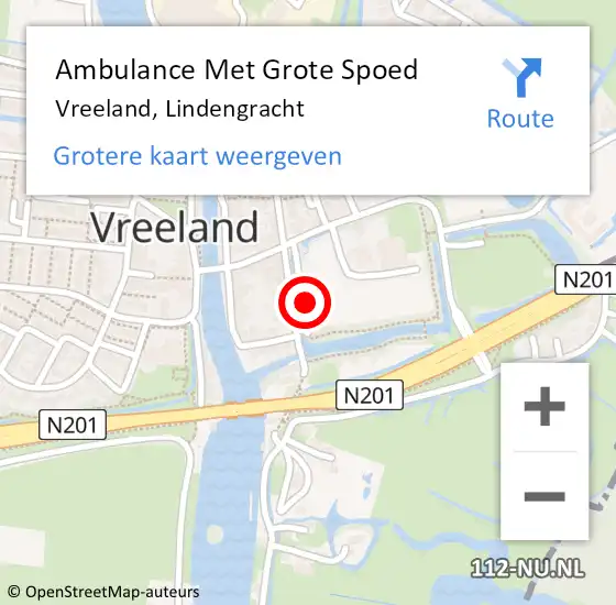 Locatie op kaart van de 112 melding: Ambulance Met Grote Spoed Naar Vreeland, Lindengracht op 22 juni 2017 08:31