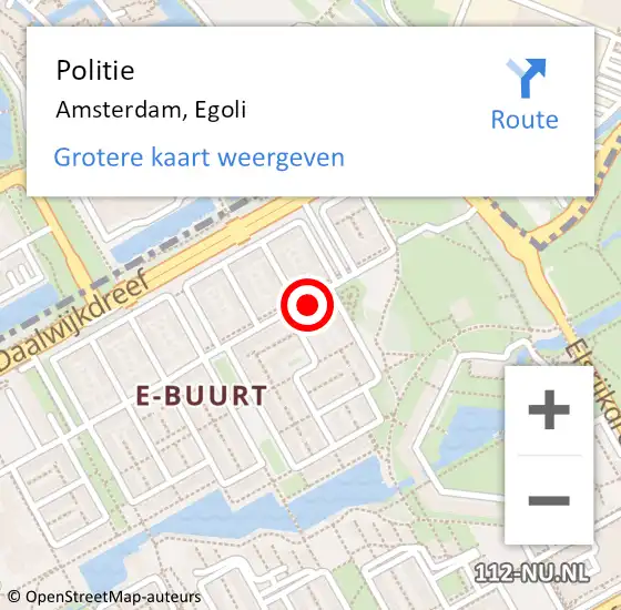 Locatie op kaart van de 112 melding: Politie Amsterdam, Egoli op 22 juni 2017 08:34