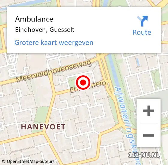 Locatie op kaart van de 112 melding: Ambulance Eindhoven, Guesselt op 22 juni 2017 09:06