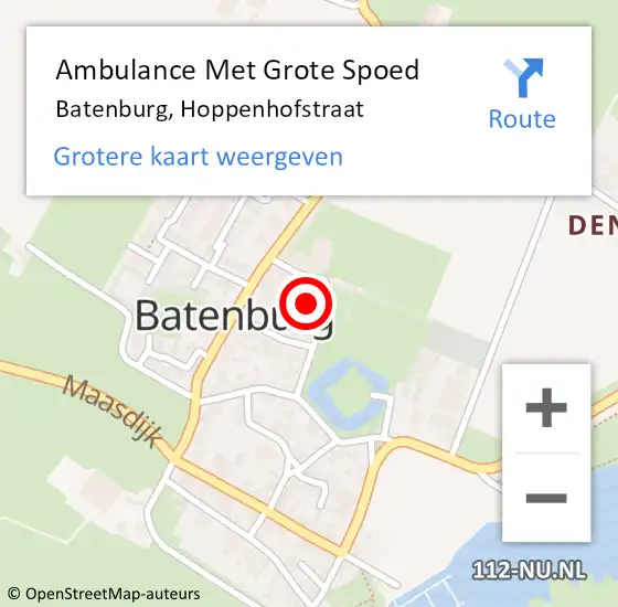 Locatie op kaart van de 112 melding: Ambulance Met Grote Spoed Naar Batenburg, Hoppenhofstraat op 22 juni 2017 09:22