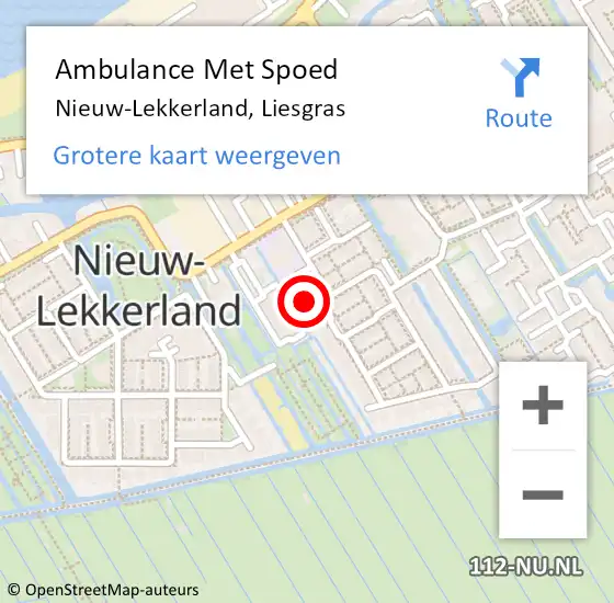 Locatie op kaart van de 112 melding: Ambulance Met Spoed Naar Nieuw-Lekkerland, Liesgras op 22 juni 2017 09:30