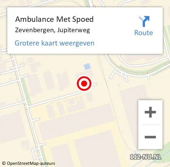 Locatie op kaart van de 112 melding: Ambulance Met Spoed Naar Zevenbergen, Jupiterweg op 22 juni 2017 09:41