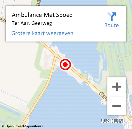 Locatie op kaart van de 112 melding: Ambulance Met Spoed Naar Ter Aar, Geerweg op 22 juni 2017 09:43