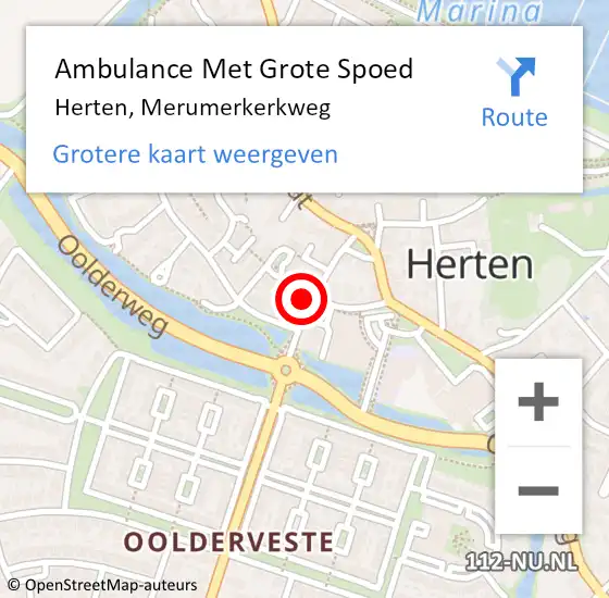 Locatie op kaart van de 112 melding: Ambulance Met Grote Spoed Naar Herten, Merumerkerkweg op 22 juni 2017 09:55