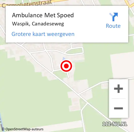 Locatie op kaart van de 112 melding: Ambulance Met Spoed Naar Waspik, Canadeseweg op 22 juni 2017 10:19