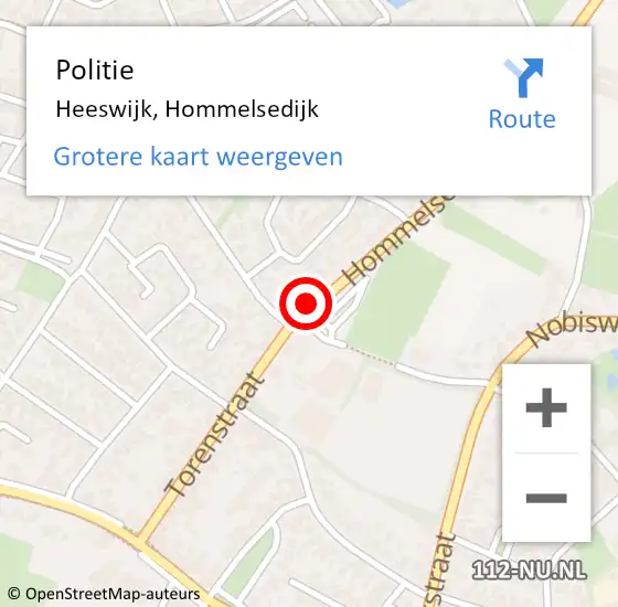 Locatie op kaart van de 112 melding: Politie Heeswijk, Hommelsedijk op 22 juni 2017 10:30