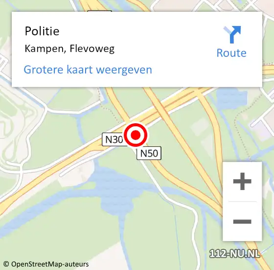 Locatie op kaart van de 112 melding: Politie Kampen, Flevoweg op 22 juni 2017 10:31