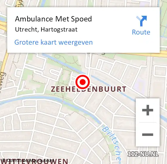 Locatie op kaart van de 112 melding: Ambulance Met Spoed Naar Utrecht, Hartogstraat op 22 juni 2017 10:48