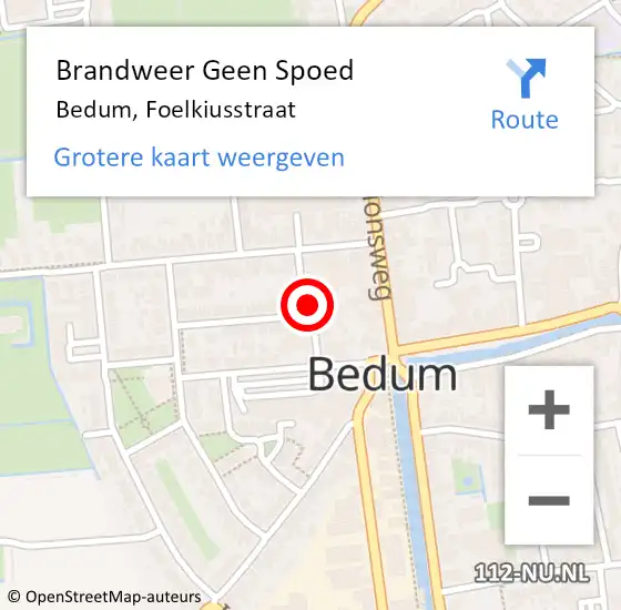 Locatie op kaart van de 112 melding: Brandweer Geen Spoed Naar Bedum, Foelkiusstraat op 22 juni 2017 11:18