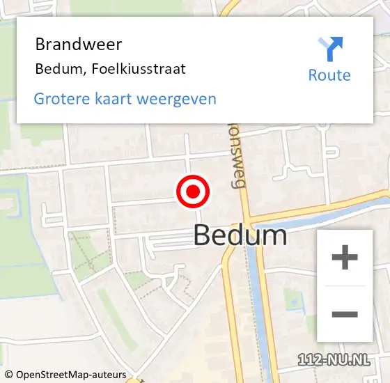 Locatie op kaart van de 112 melding: Brandweer Bedum, Foelkiusstraat op 22 juni 2017 11:19