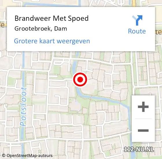 Locatie op kaart van de 112 melding: Brandweer Met Spoed Naar Grootebroek, Dam op 22 juni 2017 11:29