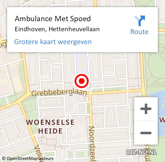 Locatie op kaart van de 112 melding: Ambulance Met Spoed Naar Eindhoven, Hettenheuvellaan op 22 juni 2017 11:36