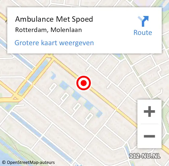 Locatie op kaart van de 112 melding: Ambulance Met Spoed Naar Rotterdam, Molenlaan op 22 juni 2017 11:45