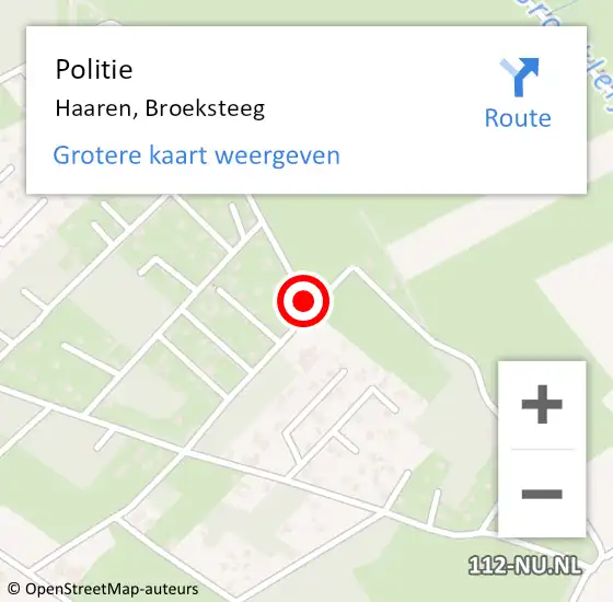 Locatie op kaart van de 112 melding: Politie Haaren, Broeksteeg op 22 juni 2017 12:16