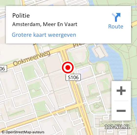 Locatie op kaart van de 112 melding: Politie Amsterdam, Meer En Vaart op 22 juni 2017 12:26