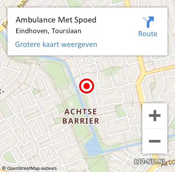 Locatie op kaart van de 112 melding: Ambulance Met Spoed Naar Eindhoven, Tourslaan op 22 juni 2017 12:36