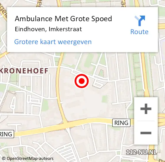 Locatie op kaart van de 112 melding: Ambulance Met Grote Spoed Naar Eindhoven, Imkerstraat op 22 juni 2017 12:55