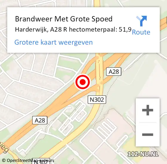 Locatie op kaart van de 112 melding: Brandweer Met Grote Spoed Naar Harderwijk, A28 R hectometerpaal: 56,5 op 22 juni 2017 12:56