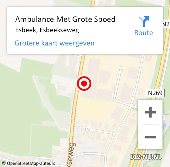 Locatie op kaart van de 112 melding: Ambulance Met Grote Spoed Naar Esbeek, Esbeekseweg op 22 juni 2017 13:00