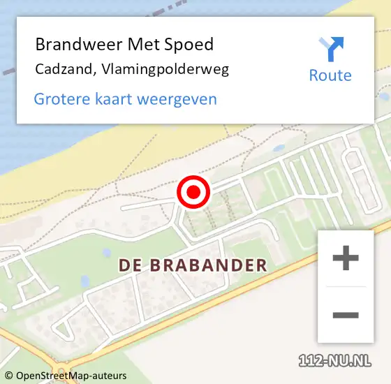 Locatie op kaart van de 112 melding: Brandweer Met Spoed Naar Cadzand, Vlamingpolderweg op 22 juni 2017 13:35