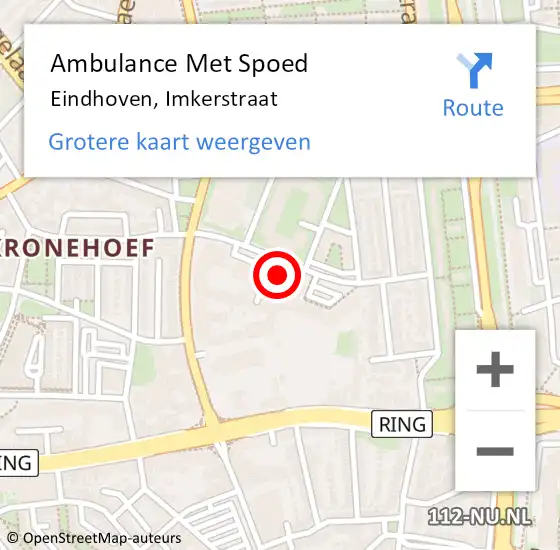 Locatie op kaart van de 112 melding: Ambulance Met Spoed Naar Eindhoven, Imkerstraat op 22 juni 2017 13:36