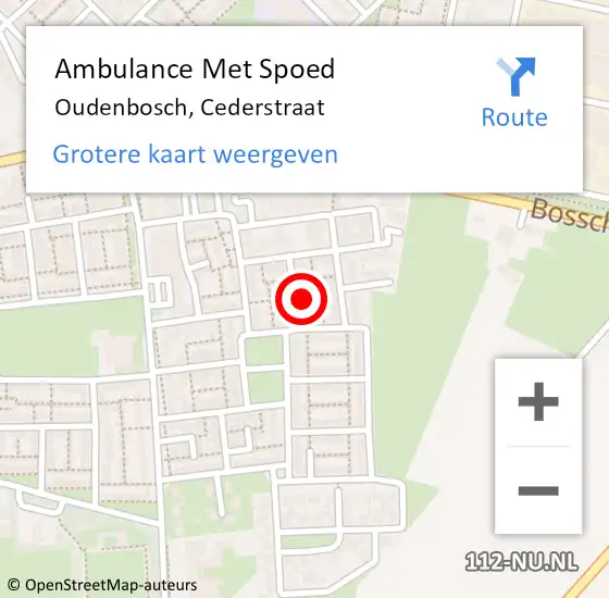 Locatie op kaart van de 112 melding: Ambulance Met Spoed Naar Oudenbosch, Cederstraat op 22 juni 2017 13:44