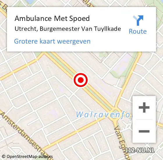 Locatie op kaart van de 112 melding: Ambulance Met Spoed Naar Utrecht, Burgemeester Van Tuyllkade op 22 juni 2017 14:00