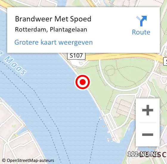 Locatie op kaart van de 112 melding: Brandweer Met Spoed Naar Rotterdam, Plantagelaan op 22 juni 2017 14:05