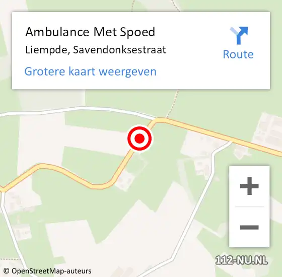 Locatie op kaart van de 112 melding: Ambulance Met Spoed Naar Liempde, Savendonksestraat op 22 juni 2017 14:05