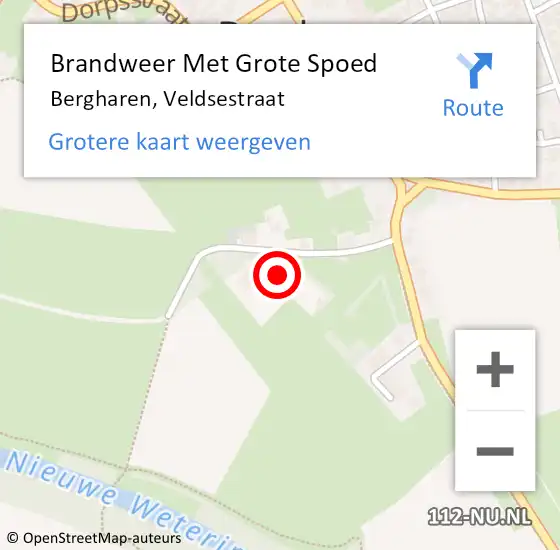 Locatie op kaart van de 112 melding: Brandweer Met Grote Spoed Naar Bergharen, Veldsestraat op 22 juni 2017 14:12