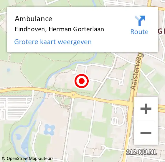 Locatie op kaart van de 112 melding: Ambulance Eindhoven, Herman Gorterlaan op 22 juni 2017 14:13