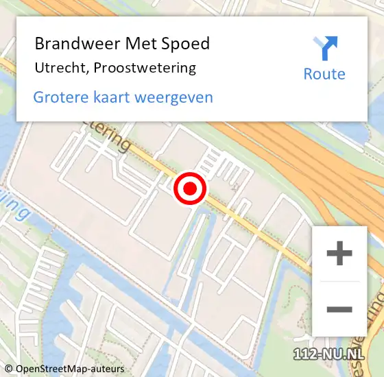 Locatie op kaart van de 112 melding: Brandweer Met Spoed Naar Utrecht, Proostwetering op 22 juni 2017 14:25