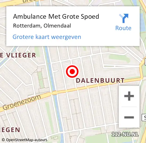 Locatie op kaart van de 112 melding: Ambulance Met Grote Spoed Naar Rotterdam, Olmendaal op 22 juni 2017 14:26