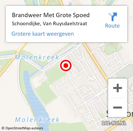 Locatie op kaart van de 112 melding: Brandweer Met Grote Spoed Naar Schoondijke, Van Ruysdaelstraat op 22 juni 2017 14:32