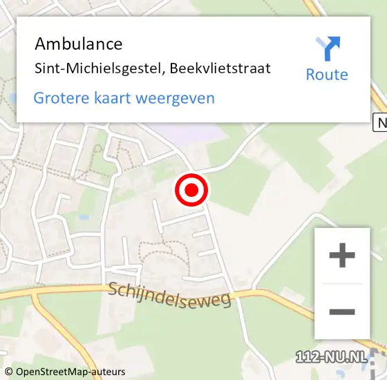 Locatie op kaart van de 112 melding: Ambulance Sint-Michielsgestel, Beekvlietstraat op 22 juni 2017 14:33