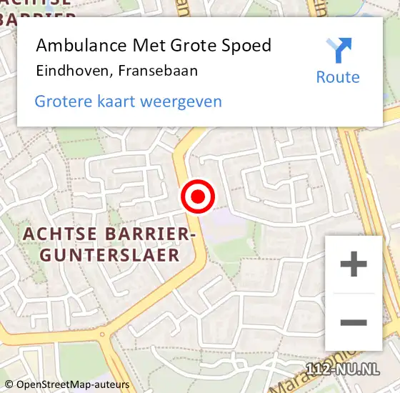 Locatie op kaart van de 112 melding: Ambulance Met Grote Spoed Naar Eindhoven, Fransebaan op 22 juni 2017 14:41