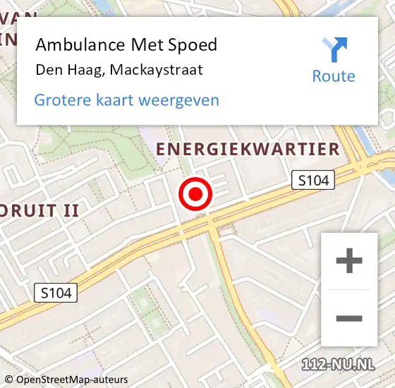 Locatie op kaart van de 112 melding: Ambulance Met Spoed Naar Den Haag, Mackaystraat op 22 juni 2017 15:04