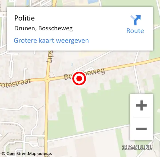 Locatie op kaart van de 112 melding: Politie Drunen, Bosscheweg op 22 juni 2017 15:13