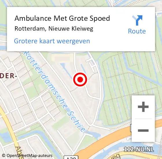 Locatie op kaart van de 112 melding: Ambulance Met Grote Spoed Naar Rotterdam, Nieuwe Kleiweg op 22 juni 2017 15:15