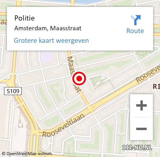 Locatie op kaart van de 112 melding: Politie Amsterdam, Maasstraat op 22 juni 2017 15:16