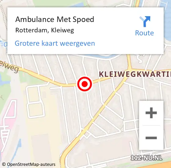 Locatie op kaart van de 112 melding: Ambulance Met Spoed Naar Rotterdam, Kleiweg op 22 juni 2017 15:18