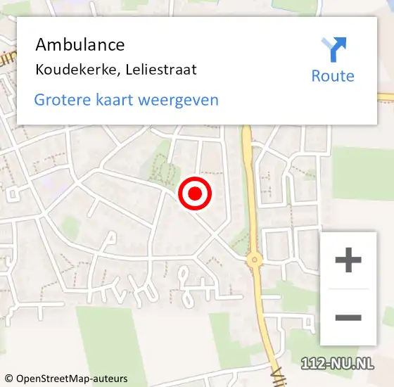 Locatie op kaart van de 112 melding: Ambulance Koudekerke, Leliestraat op 22 juni 2017 15:21