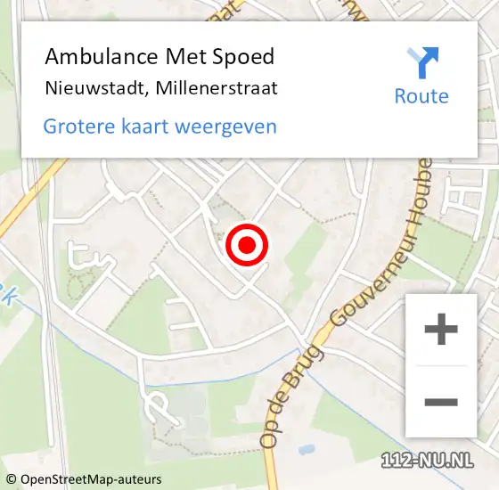 Locatie op kaart van de 112 melding: Ambulance Met Spoed Naar Nieuwstadt, Millenerstraat op 22 juni 2017 15:40