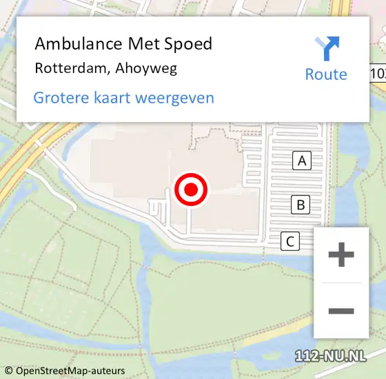 Locatie op kaart van de 112 melding: Ambulance Met Spoed Naar Rotterdam, Ahoyweg op 22 juni 2017 15:41