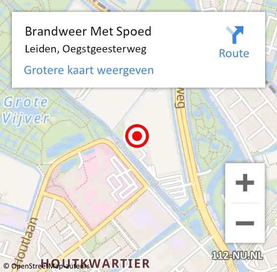 Locatie op kaart van de 112 melding: Brandweer Met Spoed Naar Leiden, Oegstgeesterweg op 22 juni 2017 15:42