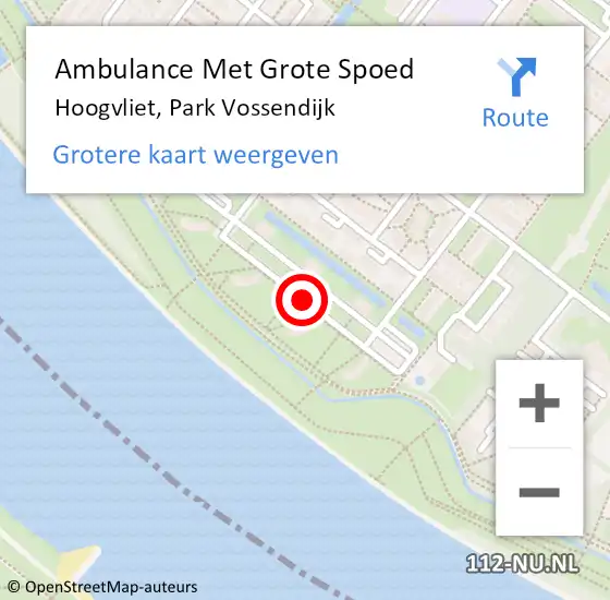 Locatie op kaart van de 112 melding: Ambulance Met Grote Spoed Naar Hoogvliet, Park Vossendijk op 22 juni 2017 15:51