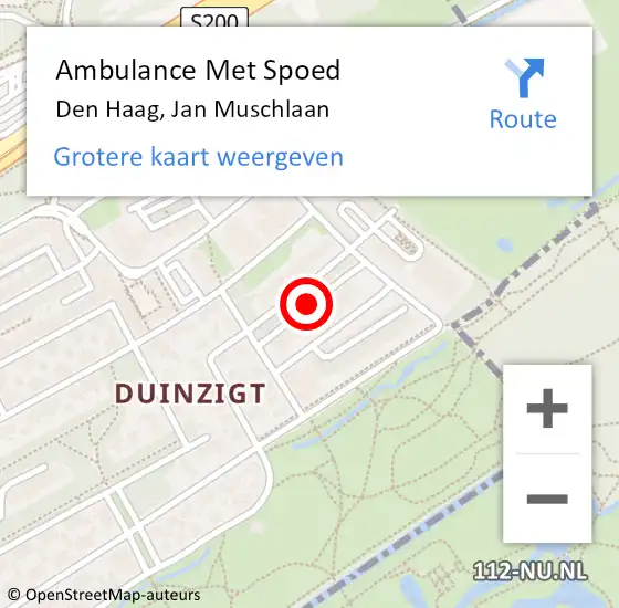 Locatie op kaart van de 112 melding: Ambulance Met Spoed Naar Den Haag, Jan Muschlaan op 22 juni 2017 15:53